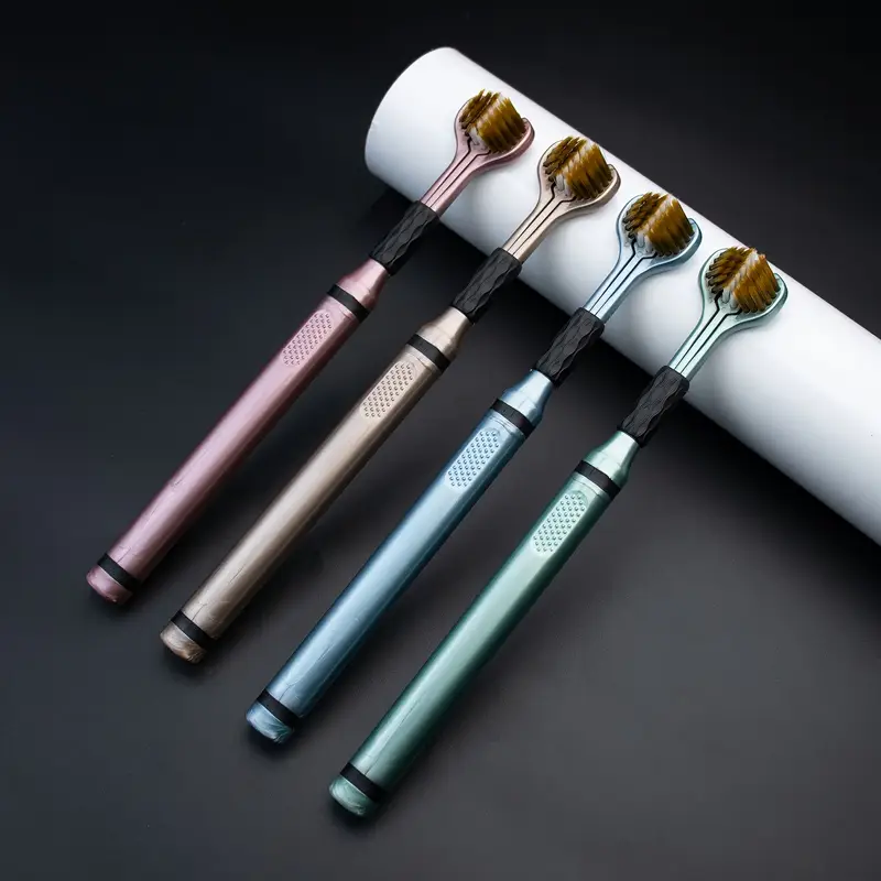 مسواک سهطرفه بزرگسالان با برس نرم و تمیزکننده بین دندانی, پاکسازی کامل دندانها