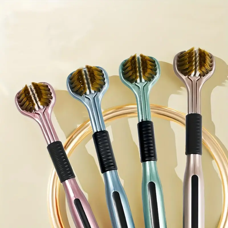 مسواک سهطرفه بزرگسالان با برس نرم و تمیزکننده بین دندانی, پاکسازی کامل دندانها