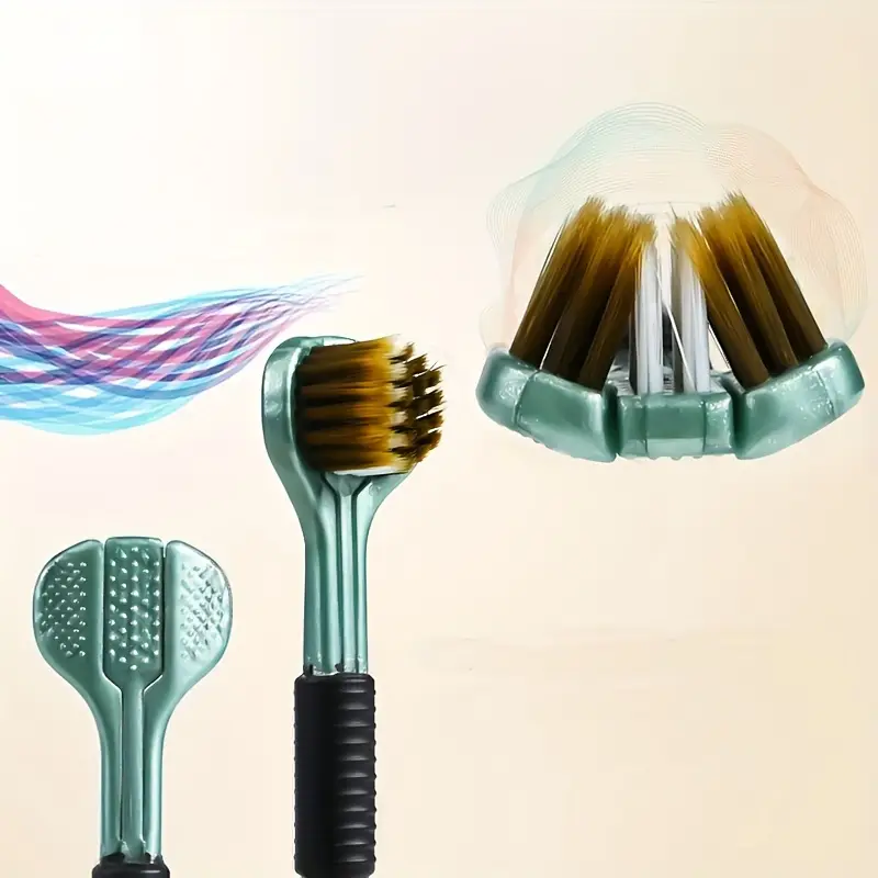 مسواک سهطرفه بزرگسالان با برس نرم و تمیزکننده بین دندانی, پاکسازی کامل دندانها