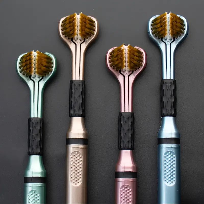 مسواک سهطرفه بزرگسالان با برس نرم و تمیزکننده بین دندانی, پاکسازی کامل دندانها